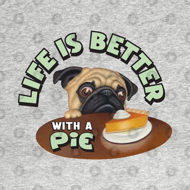Cute great wonderful awesome Pug Eying Pie on Table by Danny Gordon Art